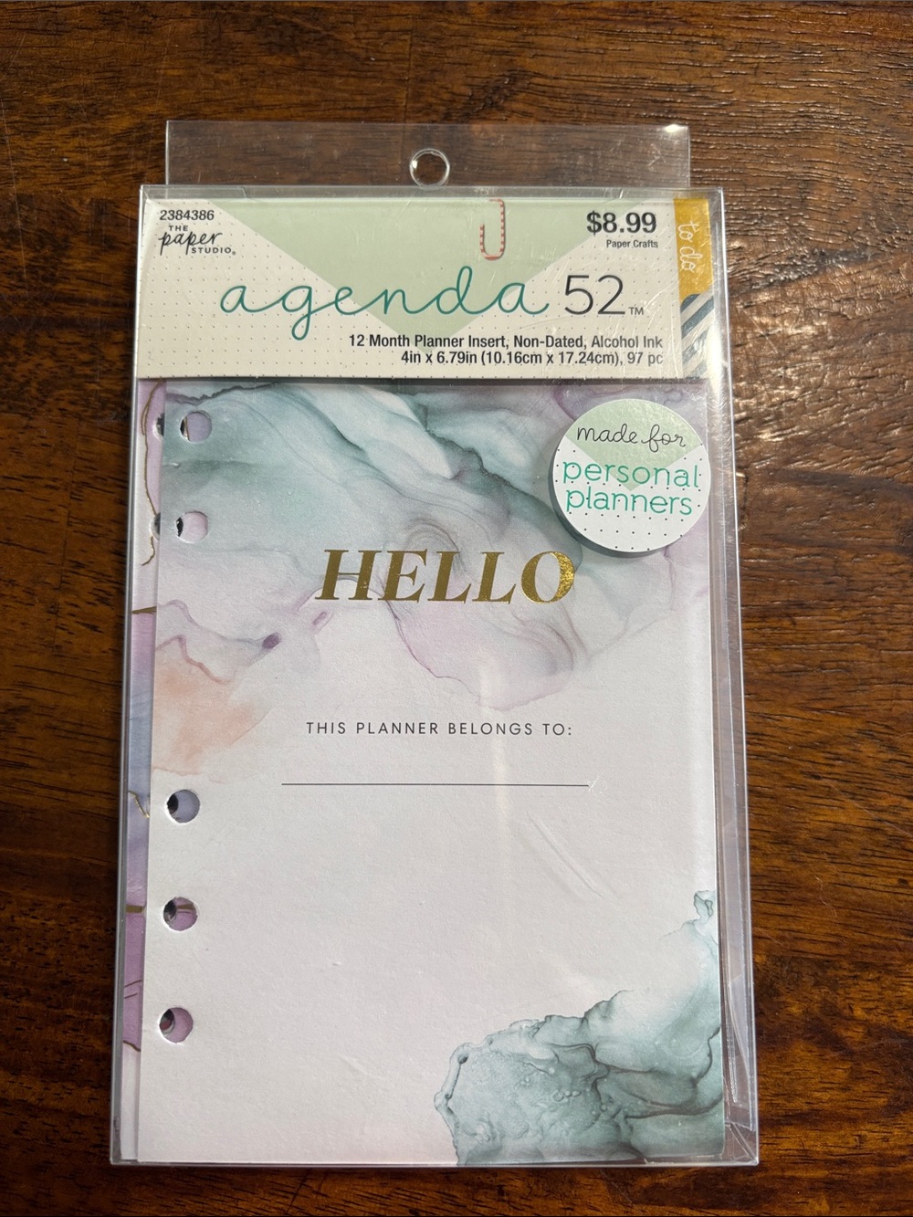 Agenda 52 'HELLO' Planner Insert - Watercolor Green & Purple